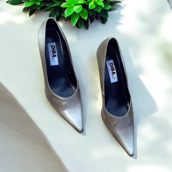 Diba Gray Ombré Gradient Patent Leather Slip On Pointed Toe Pumps Heels - Picture 9 of 16
